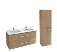 Jacob Delafon Meuble Double Vasque 120 cm Ola up + Colonne de Salle de Bain chêne