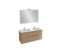Jacob Delafon - Meuble OLA UP 120cm, Plan Vasque & Miroir 120cm + 2 Spots LED - Pack tout-en-1 - Grande Capacité - Chêne Colorado - 1210x540x465mm - EBP2328-ECD