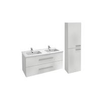 Jacob Delafon Meuble Double Vasque 120 cm Ola up + Colonne de Salle de Bain Blanc