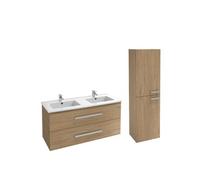 Jacob Delafon Meuble Double Vasque 120 cm Ola up + Colonne de Salle de Bain chêne