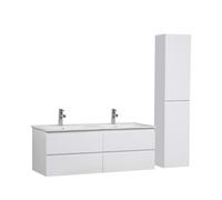 Meuble double vasque 120cm SORRENTO Blanc + colonne