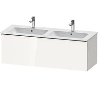 Meuble Double Vasque Duravit D-Neo tiroir poignée chromé 1280mm Blanc brillant DE4265010220000