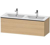 Meuble Double Vasque Duravit D-Neo tiroir poignée diamant noir 1280mm Chêne Naturel Mat DE42650BD300000