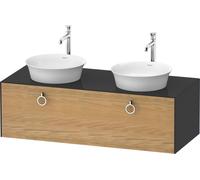 Meuble Double Vasque Duravit White Tulip 1 tiroir, 2 poignées 1300x408mm Chêne Naturel Massif/Graphite Brillant WT4983BH5H1