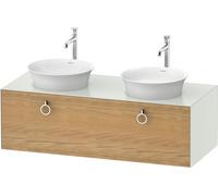 Meuble Double Vasque Duravit White Tulip 1 tiroir éclairé, 2 poignées 1300x408mm Chêne Naturel Massif/Blanc mat soyeux WT4983BH5360010