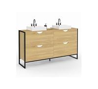 IDMarket - Meuble Double Vasque Salle de Bain Detroit 4 tiroirs Design Industriel