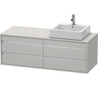 Meuble Double Vasque suspendu Duravit Ketho version droite Gris béton mat 1400 mm KT6657R0707