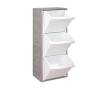 Meuble en bois tri sélectif 3 compartiments 25 x 40 cm H 101 cm (ciment)
