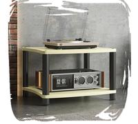 Meuble en érable à 2 niveaux pour tourne-disque et amplificateur HiFi - Support de console de cinéma maison moderne - 60 x 48 x 43 cm - Pour les amateurs de musique