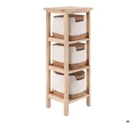 Meuble En Paulownia 3 Tiroirs En Matiere Vegetale Et Coton - Naturel/blanc - TENDANCE