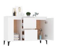 Meuble enfilade OVONNI - JIM - Blanc laqué - 2 portes et 2 tiroirs - 104x35x70 cm