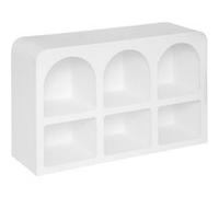 Bibliothèque Pegane Meuble Etagère, bibliothèque avec 6 niches en bois coloris blanc - Longueur 110 x Profondeur 35 x Hauteur 71,5 cm - -