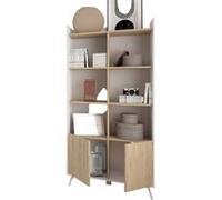 Meuble étagère, bibliothèque murale coloris blanc, chêne - Hauteur 171 x Longueur 80 x profondeur 33 cm - PEGANE - Blanc G