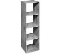 Meuble Étagère colonne 4 cases de rangement effet chêne gris H 134 cm Gris G