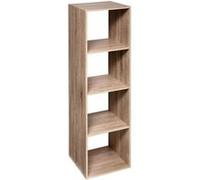 Meuble Étagère colonne 4 cases de rangement effet chêne naturel H 134 cm Naturel clair G