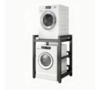 Meuble étagère De Rangement Dessus Machine à Laver Support De Rangement Pour Lave-linge Kit D'empilage 3 Hauteurs Réglables Capacité De Charge 300kg Pour Salle De Bain Buanderie BlackFrame+BlackTop