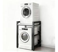 Meuble étagère De Rangement Dessus Machine à Laver Support De Rangement Pour Lave-linge Kit D'empilage 3 Hauteurs Réglables Capacité De Charge 300kg Pour Salle De Bain Buanderie BlackFrame+WhiteTop