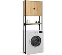 IDMarket - Meuble étagère dessus WC placard Detroit - Design industriel Marron