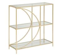Meuble Étagère en Métal Doré 3 tablettes en Verre trempé 81 x 87 cm - Atmosphera