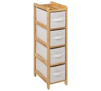 Meuble étagère fine 4 paniers - Banc et Marron Marron