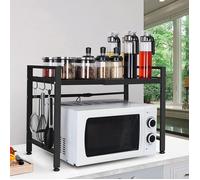 MEUBLE ÉTAGÈRE, GRILLE DE FOUR À MICRO-ONDES, ACIER AU CARBONE, NOIR, 40-64*45*36,5 CM.