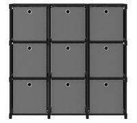 Meuble Étagère - mango - 9 cubes - avec boîtes - Noir - 103x30x107,5 cm - Tissu M1996