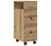 vidaXL Meuble étroit de salle de bain à roulettes chêne artisanal 855240 Marron G