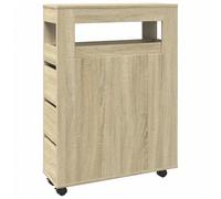 Meuble étroit de salle de bain à roulettes chêne sonoma