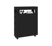 vidaXL Meuble étroit de salle de bain à roulettes – Noir