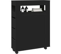 vidaXL Meuble étroit de salle de bain à roulettes – Noir