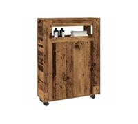 Meuble étroit de salle de bain à roulettes vieux bois Marron G