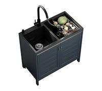 Meuble Evier Cuisine Professionnel Extérieur Évier De Jardin Lavabo en Acier Inoxydable Évier À Un Seul Bol avec Égouttoir À Crépine pour Extérieur, Intérieur, Garage, Cuisine (Color : A, Size : 35*