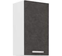 Meuble haut 1 porte battante - Gris mat - L 40 x P 31,6 x 72 cm - LASSEN