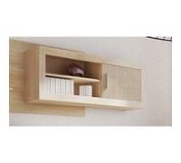 Meuble haut 1 porte coloris chene cambrian, effet textile - Longueur 130 x profondeur 26,30 x hauteur 46 cm -PEGANE- Bois G