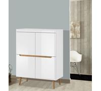 Meuble Haut 107cm Blanc Laqué Chêne Riviera Sans Poignée MDF 67493627