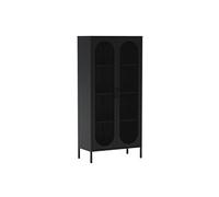 Meuble Haut 2 Portes Ajourées en Métal Noir - OLIVIA -