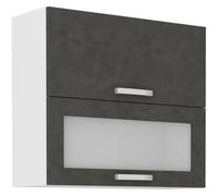 Meuble haut 2 portes basculantes - L 80 x P 31,6 x H 72 - Gris mat - LASSEN