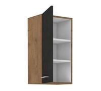 Meuble haut ROCK - Mélaminé décor chêne lancelot et gris matera - 1 porte - L40 x H72 cm