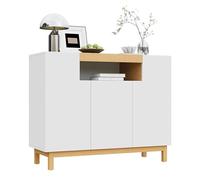 Meuble haut avec 3 portes et compartiment ouvert, blanc, 120,5 x 42 x 96 cm, commode moderne, armoire de rangement multifonctionnelle pour salon, salle à manger et couloir