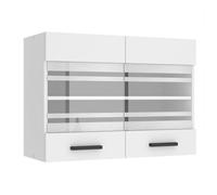Meuble Haut Cuisine - BELINI - SGW80 - 2 Portes Vitrées - Blanc Mat - Montage Facile