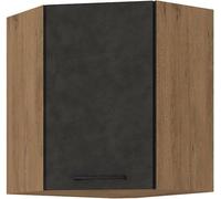 Meuble haut d'angle ROCK - Mélaminé décor chene lancelot et gris matera - 1 porte - L58 x H72 cm