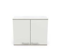 PEGANE Meuble Haut de Cuisine 2 Portes Couleur chêne/Blanc Mat - Largeur 78,2 x Profondeur 32,8 x Hauteur 63,2 cm