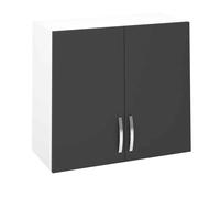 Meuble haut de cuisine avec 2 portes coloris gris - Hauteur 70 x Longueur 80 x profondeur 35 cm