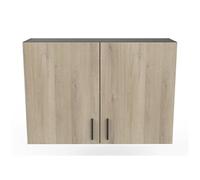 Meuble haut de cuisine coloris chêne kronberg, noir mat - Longueur 100 x Hauteur 70 x Profondeur 30 cm