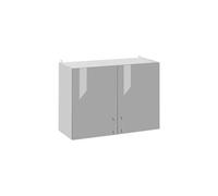 Cuisineandcie - MEUBLE HAUT DE CUISINE ECO Gris Brillant 2 Portes L 80 cm + 1 étagère - Meuble Cuisine Rangement, Meuble Cuisine, Armoire Cuisine