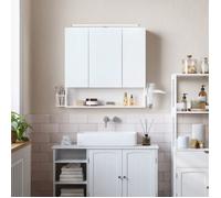 Meuble haut de salle de bain - VASAGLE - Placard 3 Portes - Blanc - Moderne Chic