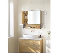 Meuble haut de salle de bain - VASAGLE - Placard 3 Portes - Étagère Réglable, Couleurs de chêne naturel