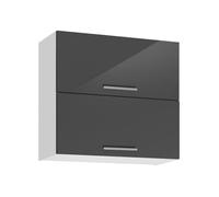 Meuble haut double de cuisine ""Salma"" - Gris graphite/Blanc - L 80 x H 72 cm