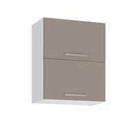 Meuble haut double de cuisine ""Salma"" - Taupe/Blanc - L 60 x H 72 cm