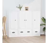 Meuble haut élégant en bois blanc - Buffet durable avec surface lisse et beaucoup d'espace de rangement - Buffet avec support mural pour la sécurité